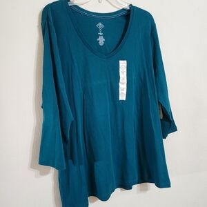 St Johns Bay, 2X, 3/4 Sleeves, NWT, Color Is Teal